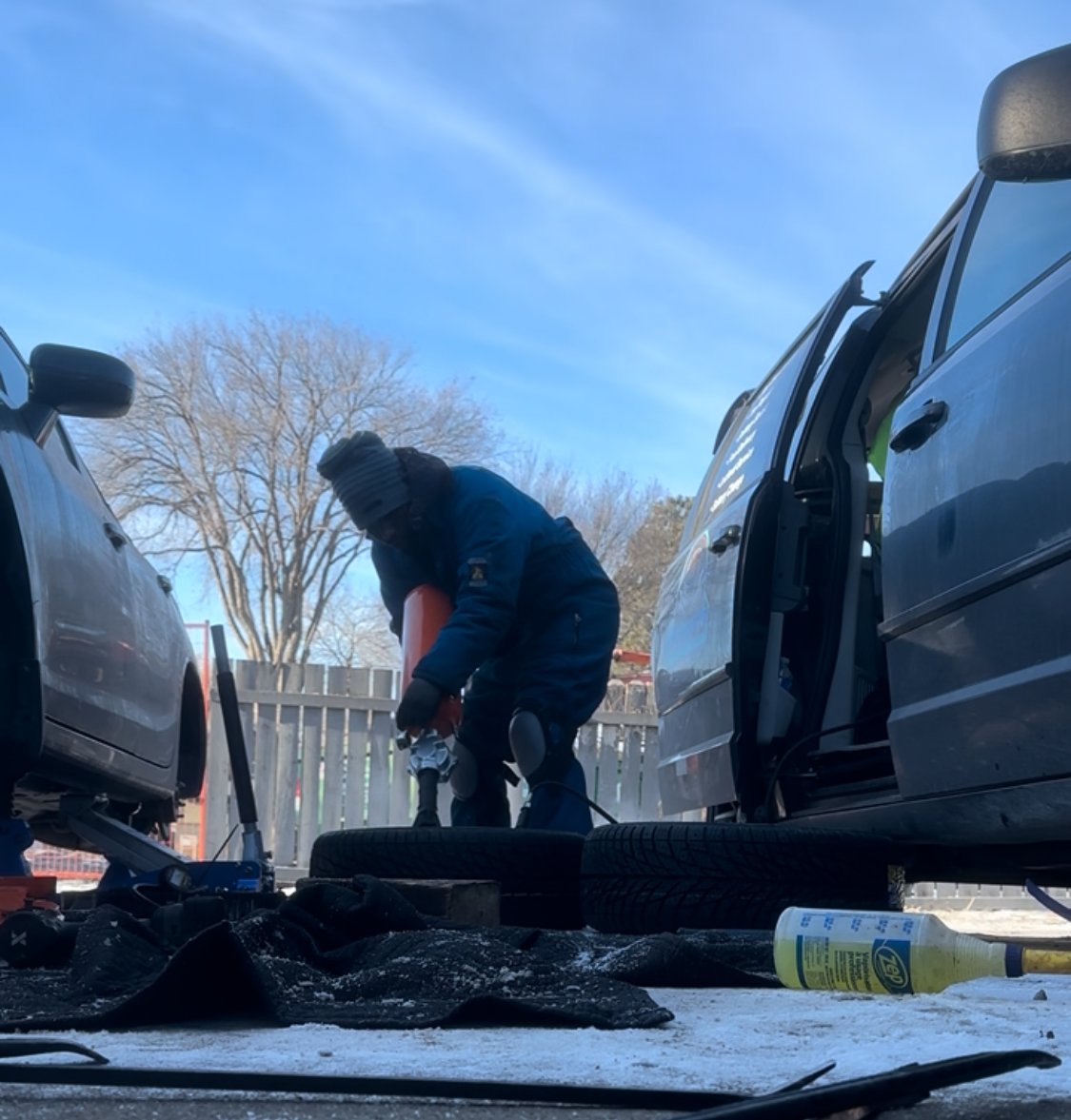Mhrtab working on a vehicle in Edmonton