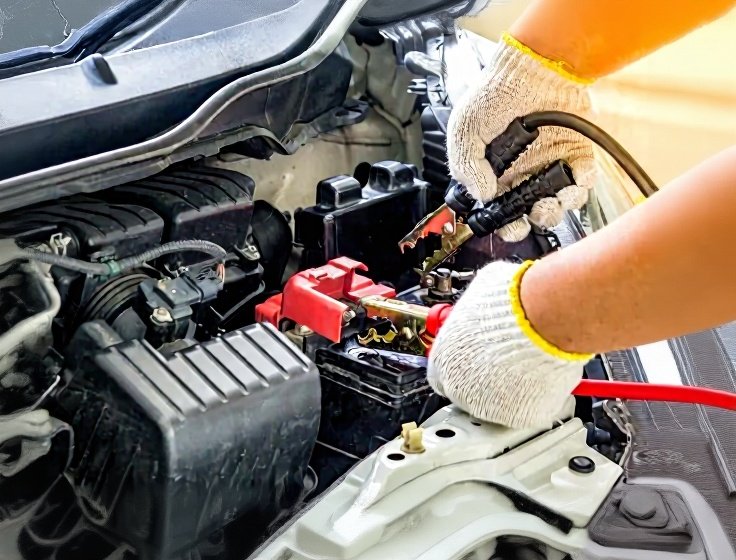 Shakur Roadside technician jump-starting a vehicle in Edmonton